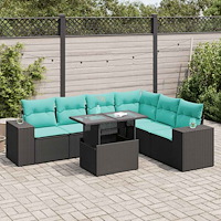 vidaXL Soffgrupp för trädgården dynor 7 delar konstrotting akaciaträ