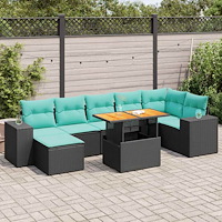 vidaXL Loungegrupp för trädgården med dynor 8 delar svart konstrotting