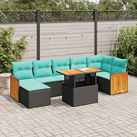 vidaXL Trädgårdssoffset med dynor 8 delar grå konstrotting akaciaträ