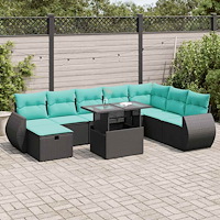 vidaXL Trädgårdssoffset med dynor 9 delar grå konstrotting akaciaträ