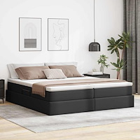 vidaXL Förvaringssäng med madrass Svart 180 x 200 cm Konstläder