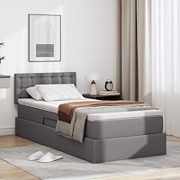 vidaXL Förvaringssäng med madrass Grå 90 x 190 cm Konstläder