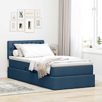 vidaXL Förvaringssäng med madrass Blå 90 x 190 cm Konstruerat trä