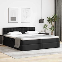 vidaXL Förvaringssäng med huvudgavel Svart 180 x 200 cm Konstläder