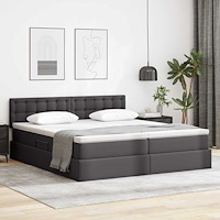 vidaXL Förvaringssäng med madrass Grå 180 x 200 cm Konstläder