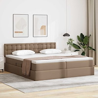 vidaXL Förvaringssäng med LED Cappucino 180 x 200 cm Konstläder