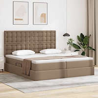 vidaXL Förvaringssäng med madrass Cappucino 180 x 200 cm Konstläder