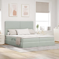 vidaXL Förvaringssäng med madrass Ljusgrå 180 x 200 cm Sammet