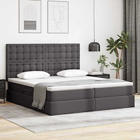 vidaXL Förvaringssäng med LED med lagring Grå 180 x 200 cm Konstläder