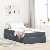 vidaXL Förvaringssäng med madrass Mörkgrå 90 x 200 cm Sammet