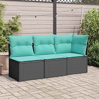 vidaXL Trädgårdsoffa med kudde Svart 172 x 62 x 69 cm Poly rattan
