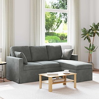 vidaXL Soffa Mörkgrå 198 x 134 x 80 cm Sammet