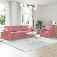 vidaXL Soffset 2 pcs Rosa 228 x 78 x 80 cm Sammet