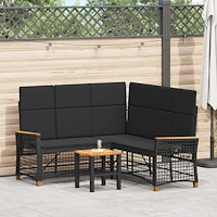 vidaXL Trädgårds fällbar soffgrupp Justerbar Svart 164 x 164 x 112 cm