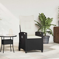 vidaXL Fällbar trädgårdstol Svart och kräm 56 x 60 x 112 cm