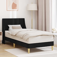 vidaXL Sängram med huvudgavel Svart 100 x 200 cm tyg