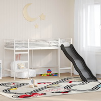 vidaXL Barns våningssängram med rutschkana Vit och Antracit