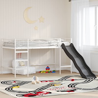 vidaXL Barns våningssängram med rutschkana Vit och Antracit