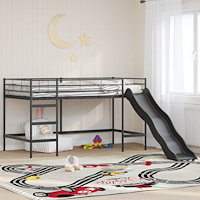 vidaXL Barns våningssängram med rutschkana Svart och Anthracit