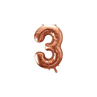 Party Deco Party Deco Folieballong nummer "3", 86 cm, roséguld universa...