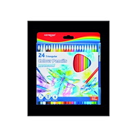 PBS Connect KEYROAD water soluble pencil crayons, triangular, 3mm, 24 co...