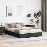 vidaXL Förvaringssäng med madrass Svart 135 x 190 cm Konstläder