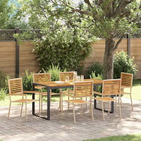 vidaXL Trädgårdsmöbelset 7 pcs Beige och brun konstrotting