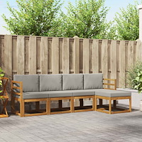 vidaXL Soffset 5 pcs Naturlig och Ljus Grå Massivt Akaciaträ