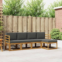 vidaXL Utomhussoffset 5 pcs Naturlig och Antracit Massivt Akaciaträ