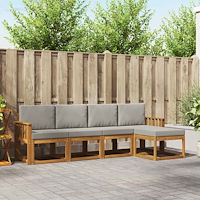 vidaXL Utomhussoffset 5 pcs Naturlig och Ljus Grå Massivt Akaciaträ