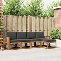 vidaXL Soffset 5 pcs Naturlig och Antracit Massivt Akaciaträ