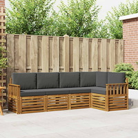 vidaXL Soffgrupper 5 pcs Naturlig och Antracit Massivt Akaciaträ