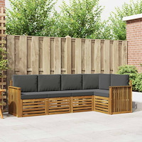 vidaXL Soffgrupper 5 pcs Naturlig och Antracit Massivt Akaciaträ