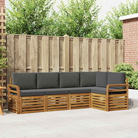 vidaXL Soffgrupper 5 pcs Naturlig och Antracit Massivt Akaciaträ