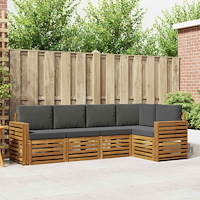 vidaXL Soffgrupper 5 pcs Naturlig och Antracit Massivt Akaciaträ