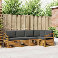 vidaXL Soffgrupper 5 pcs Naturlig och Antracit Massivt Akaciaträ