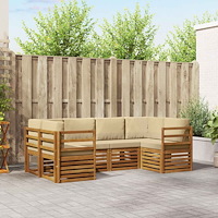 vidaXL Soffgrupper med kudde 20 pcs Naturfärg Massivt Akaciaträ