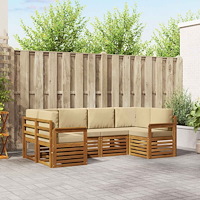 vidaXL Soffgrupper med kudde 20 pcs Naturfärg Massivt Akaciaträ