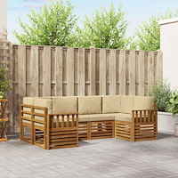 vidaXL Soffgrupper med kudde 20 pcs Naturfärg Massivt Akaciaträ