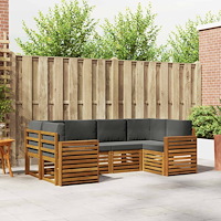 vidaXL Soffgrupper 20 pcs Naturlig och Antracit Massivt Akaciaträ