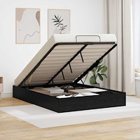 vidaXL Ottoman Sängram Svart Ek 193 x 120 x 25 cm Spånskiva