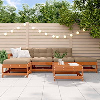 vidaXL Trädgård loungemöbler 6 pcs VaxBrun Massivt furu