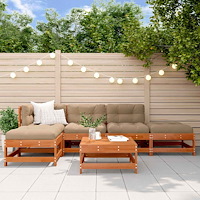 vidaXL Trädgård loungemöbler 5 pcs VaxBrun Massivt furu