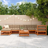 vidaXL Trädgård loungemöbler 8 pcs VaxBrun Massivt furu