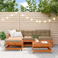 vidaXL Trädgård loungemöbler 5 pcs VaxBrun Massivt furu