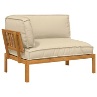 vidaXL Soffset med kudde Beige 133 x 92 x 69 cm Massivt Akaciaträ