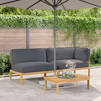 vidaXL Soffset med kudde Enfärgad 3 pcs Antracit Massivt Akaciaträ