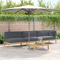 vidaXL Soffset med kudde Enfärgad 4 pcs Antracit Massivt Akaciaträ