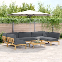 vidaXL Soffset med kudde Enfärgad 6 pcs Antracit Massivt Akaciaträ