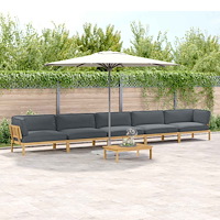 vidaXL Soffset med kudde Enfärgad 6 pcs Antracit Massivt Akaciaträ